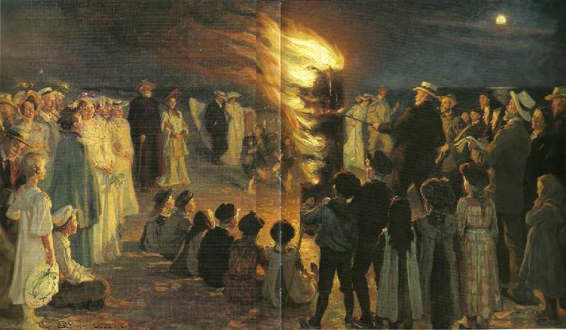 Peter Severin Kroyer sankt hansblus pa skagen strand